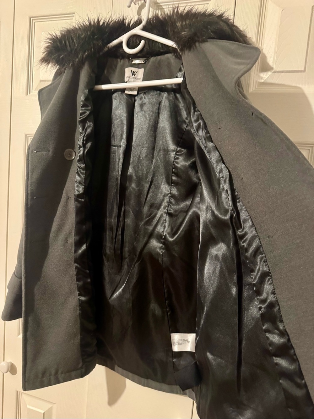 Worthington Fur Collared Pea Coat Medium - Picture 3 of 12